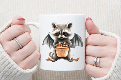 Halloween Spooky Raccoons Clipart Cute Watercolor PNG Bundle