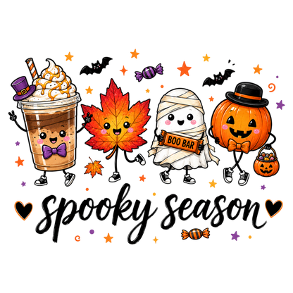 Halloween Spooky Season Characters PNG Cute Fall Sublimation