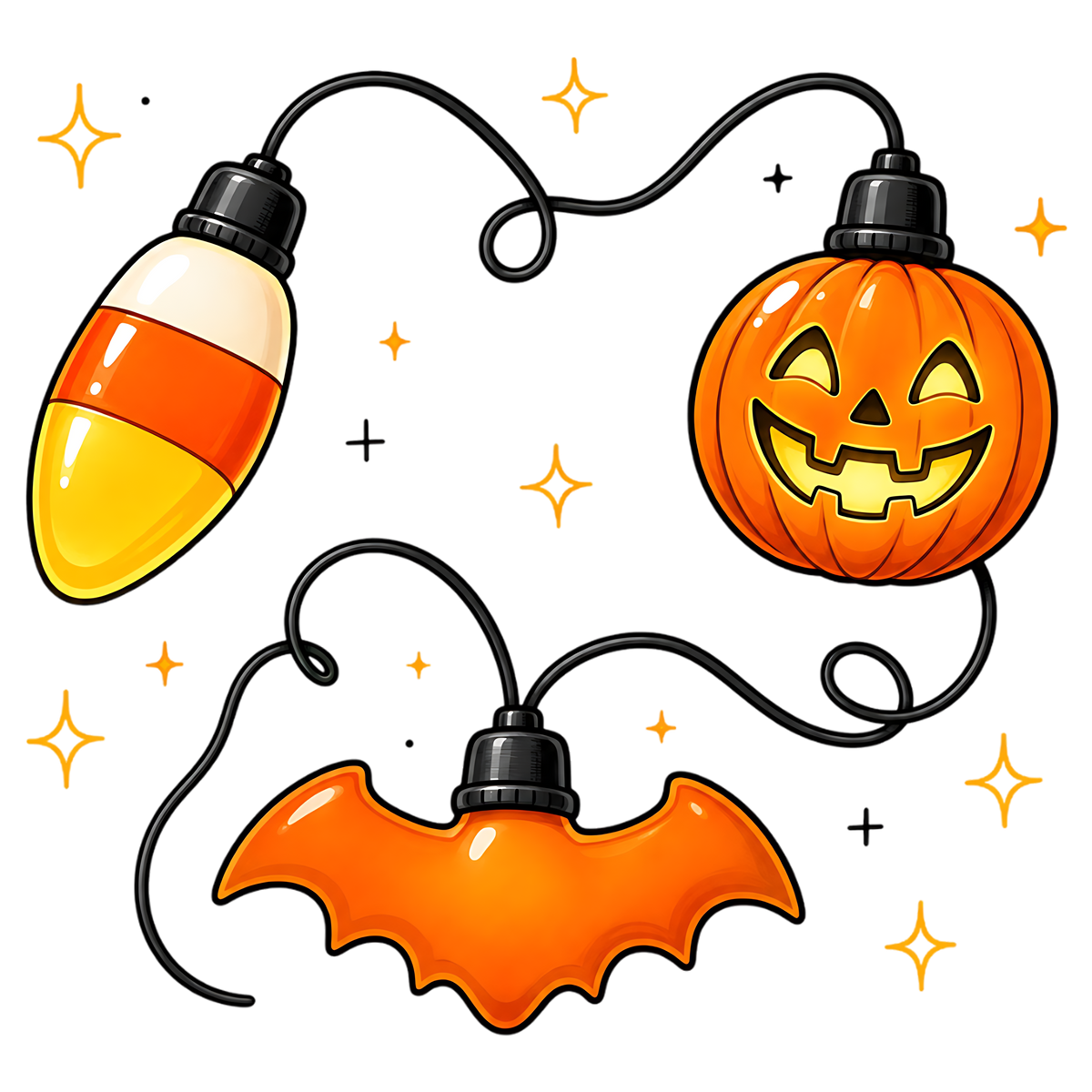 Halloween Pumpkin Bat Lights PNG