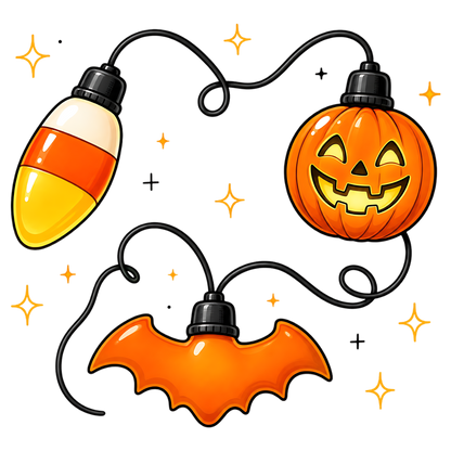 Halloween Pumpkin Bat Lights PNG