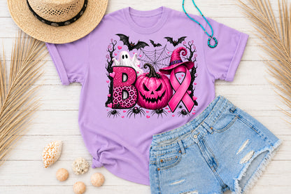 Breast Cancer Awareness Halloween PNG Pink Pumpkin Ghost Ribbon Sublimation Design