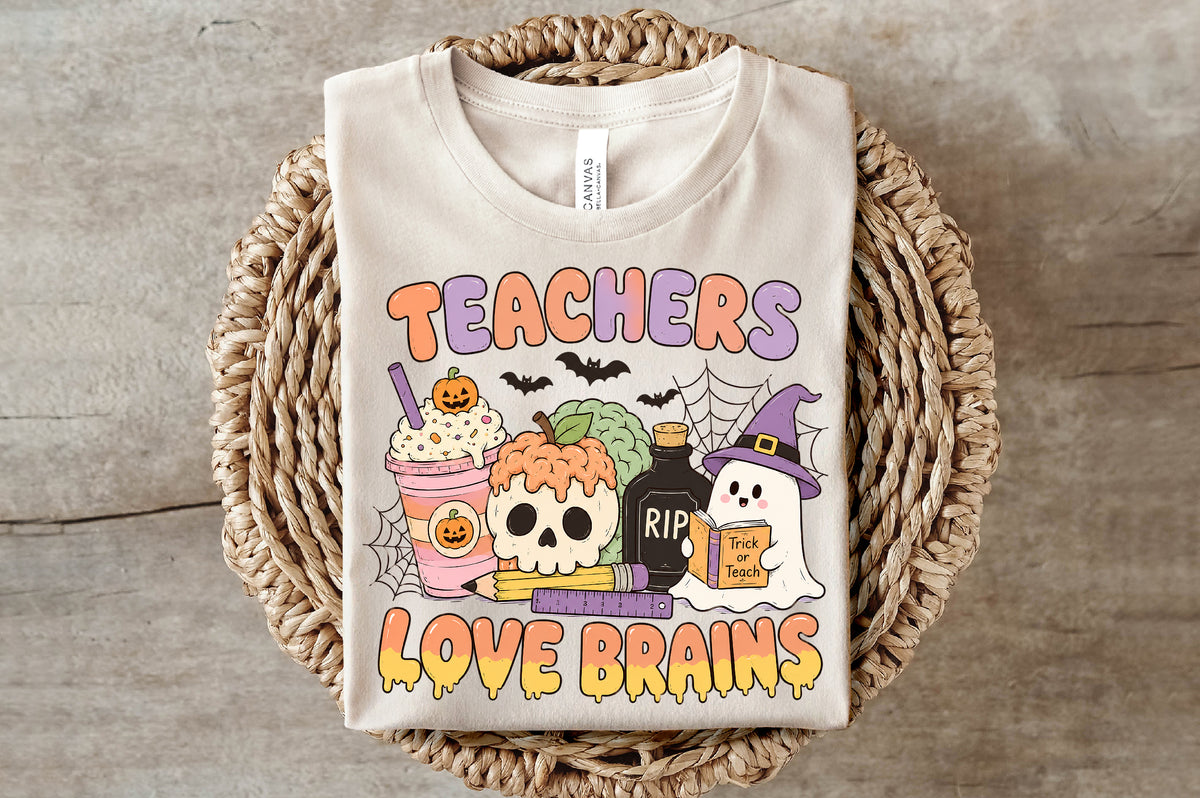 Halloween Teacher Love Brains PNG