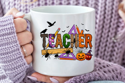 Halloween Teacher PNG Spooky School Supplies Teacher Sublimation Design