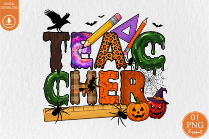 Halloween Teacher PNG Spooky School Teacher Cricut Sublimation Design