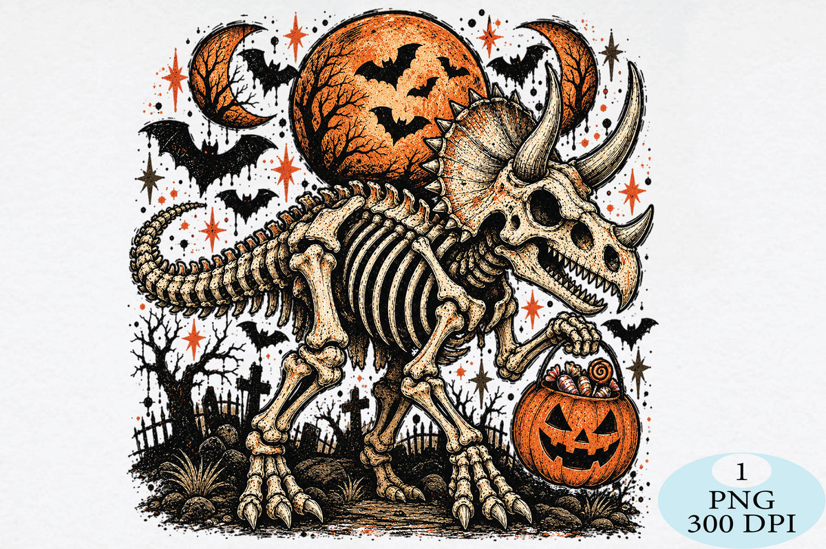 Halloween Triceratops Skeleton Dinosaur PNG