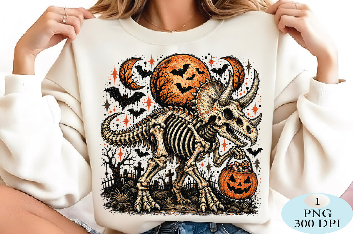 Halloween Triceratops Skeleton Dinosaur PNG