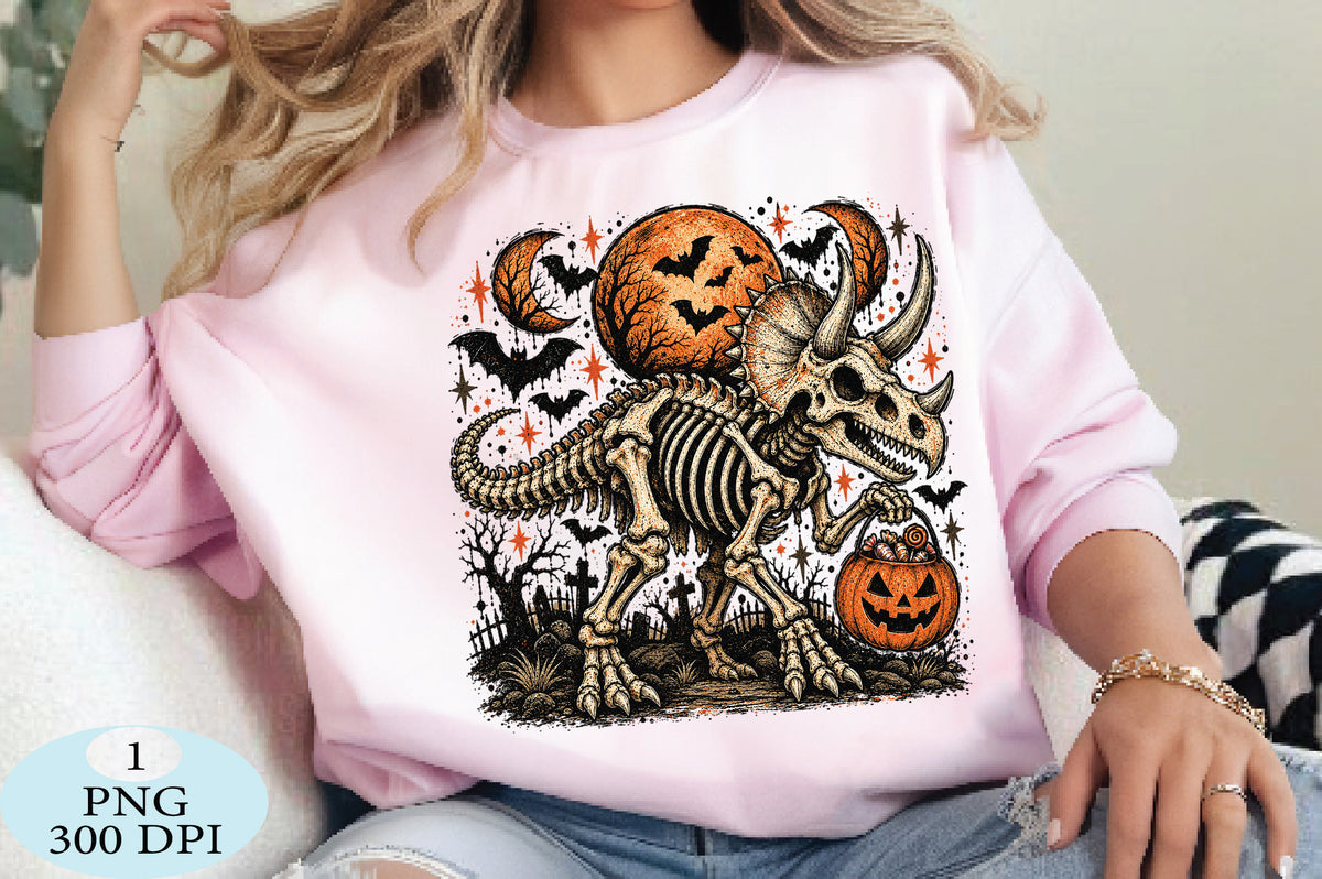 Halloween Triceratops Skeleton Dinosaur PNG