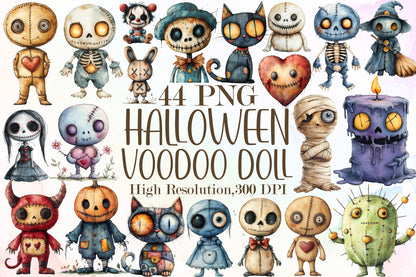 Halloween Voodoo Doll Clipart Spooky Cute Gothic PNG Bundle