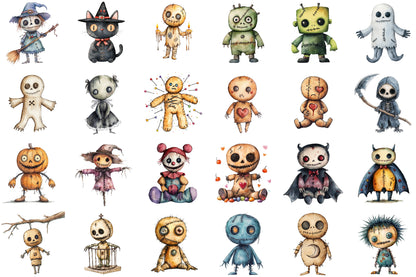 Halloween Voodoo Doll Clipart Spooky Gothic PNG Bundle