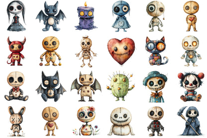 Halloween Voodoo Doll Clipart Spooky Cute Gothic PNG Bundle