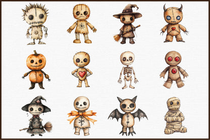 Halloween Voodoo Doll Clipart Spooky Gothic PNG Bundle