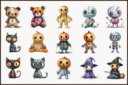Halloween Voodoo Doll Clipart Spooky Cute Gothic PNG Bundle
