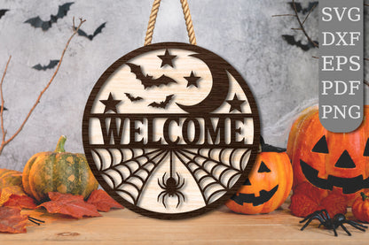 Halloween Welcome Door Hanger SVG