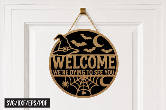 Halloween Spooky Welcome Sign SVG