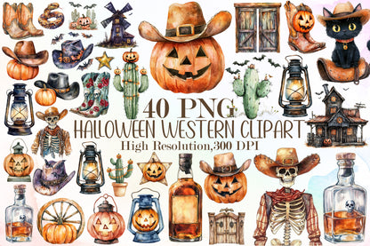 Halloween Western PNG Bundle Spooky Cowboy Clipart