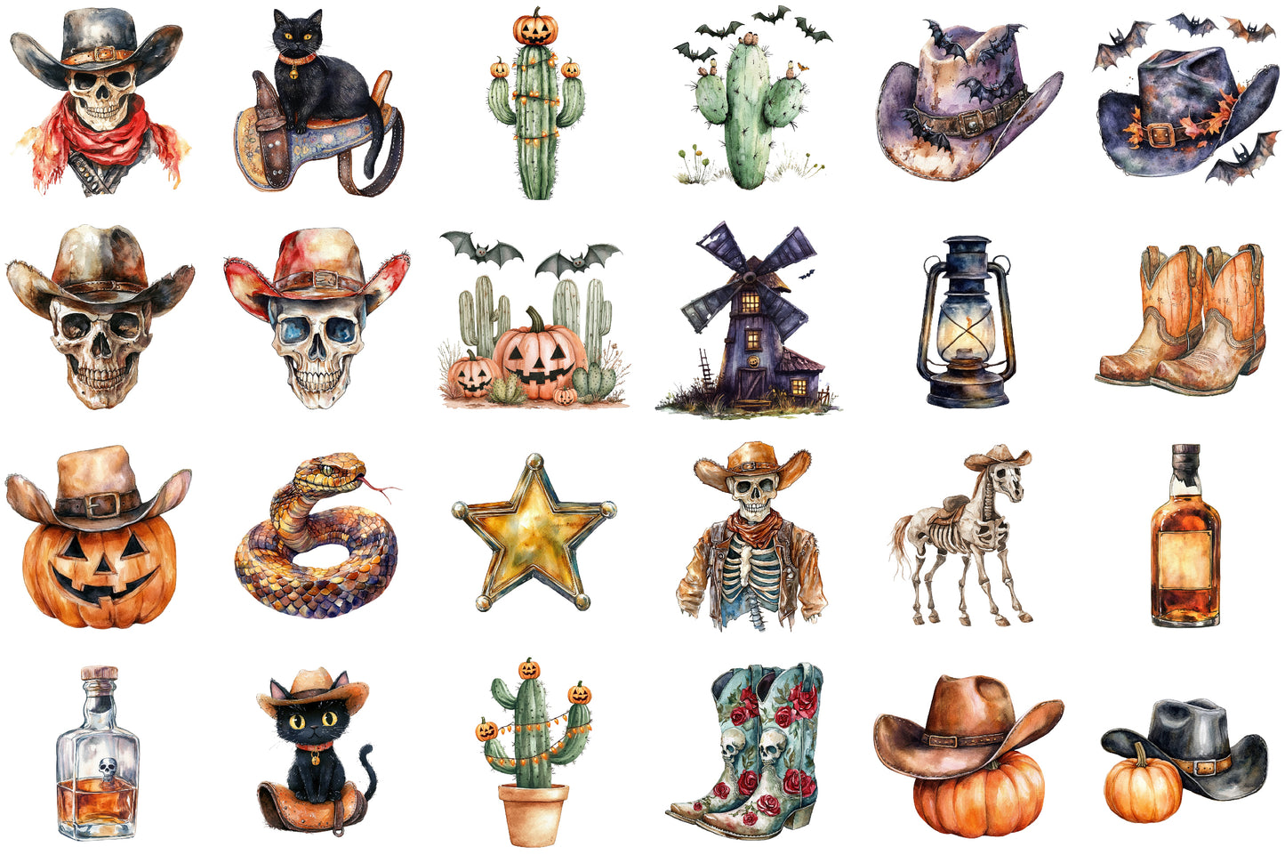 Halloween Western PNG Bundle Spooky Cowboy Clipart