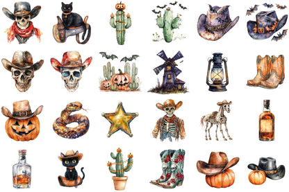 Halloween Western PNG Bundle Spooky Cowboy Clipart