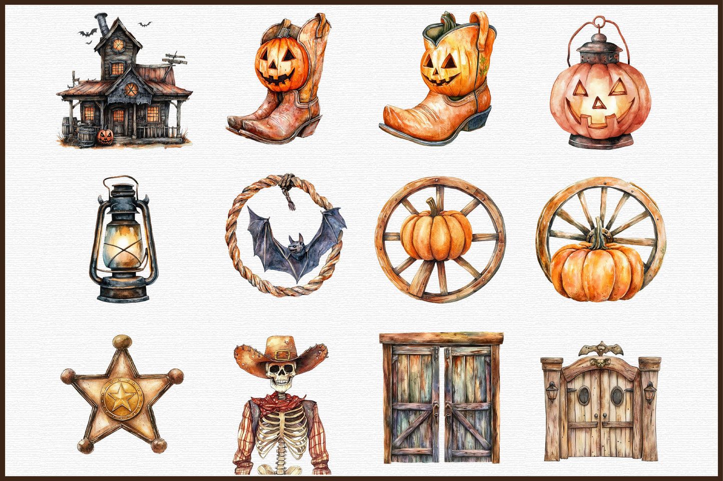 Halloween Western PNG Bundle Spooky Cowboy Clipart