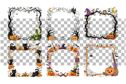 Halloween Whimsical Frame Clipart Bundle 25 PNG