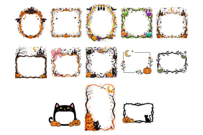 Halloween Whimsical Frame Clipart Bundle 25 PNG