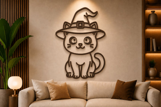 Halloween Witch Cat Laser Cut SVG