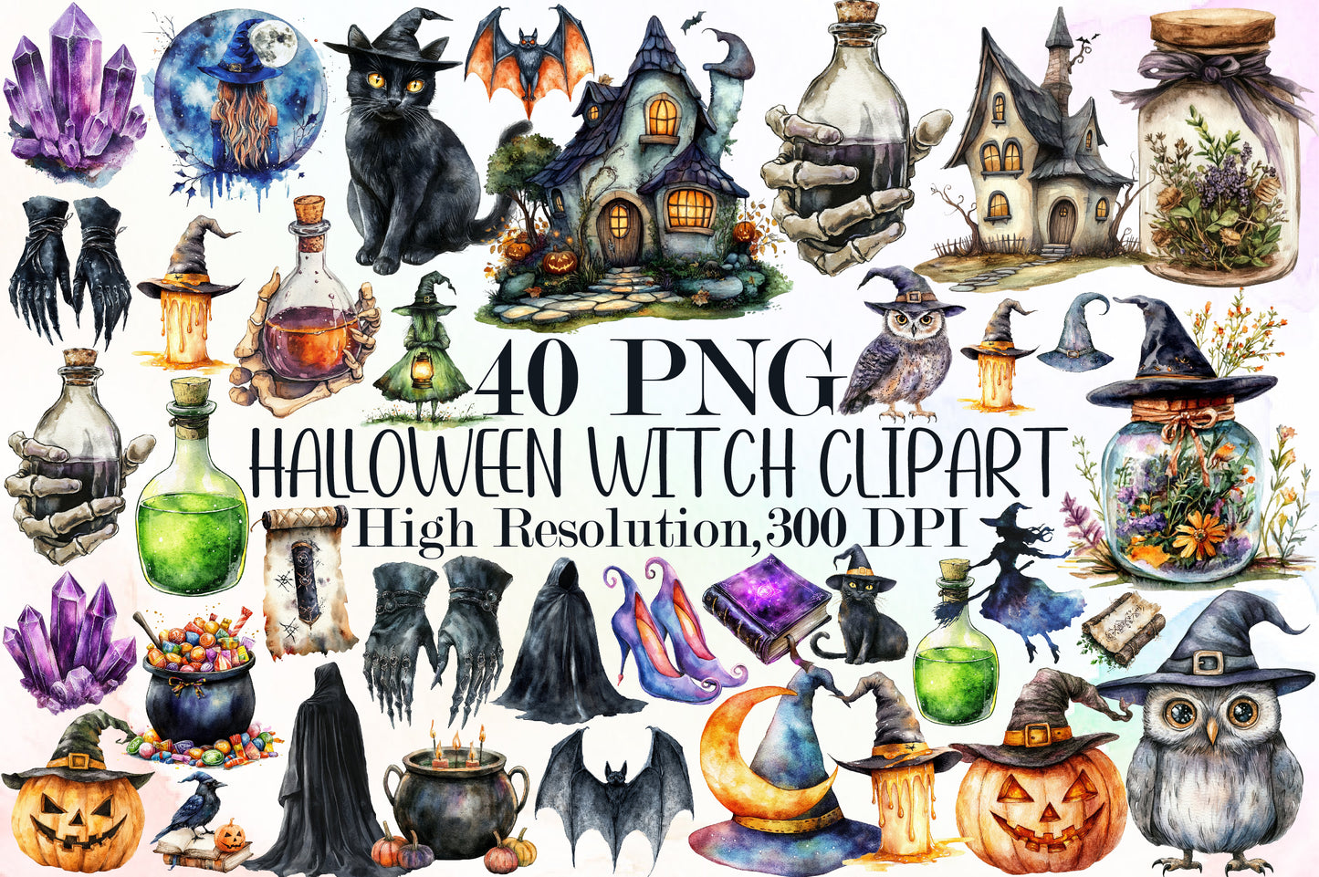 Halloween Witch PNG Bundle Spooky Witch Clipart