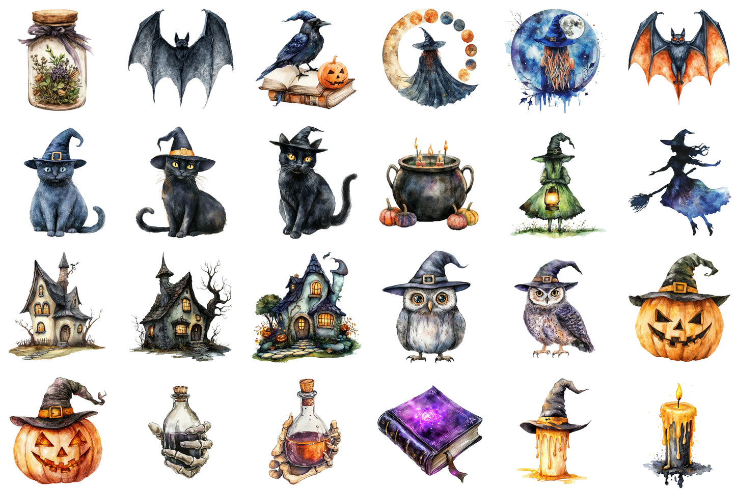 Halloween Witch PNG Bundle Spooky Witch Clipart