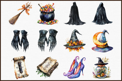 Halloween Witch PNG Bundle Spooky Witch Clipart