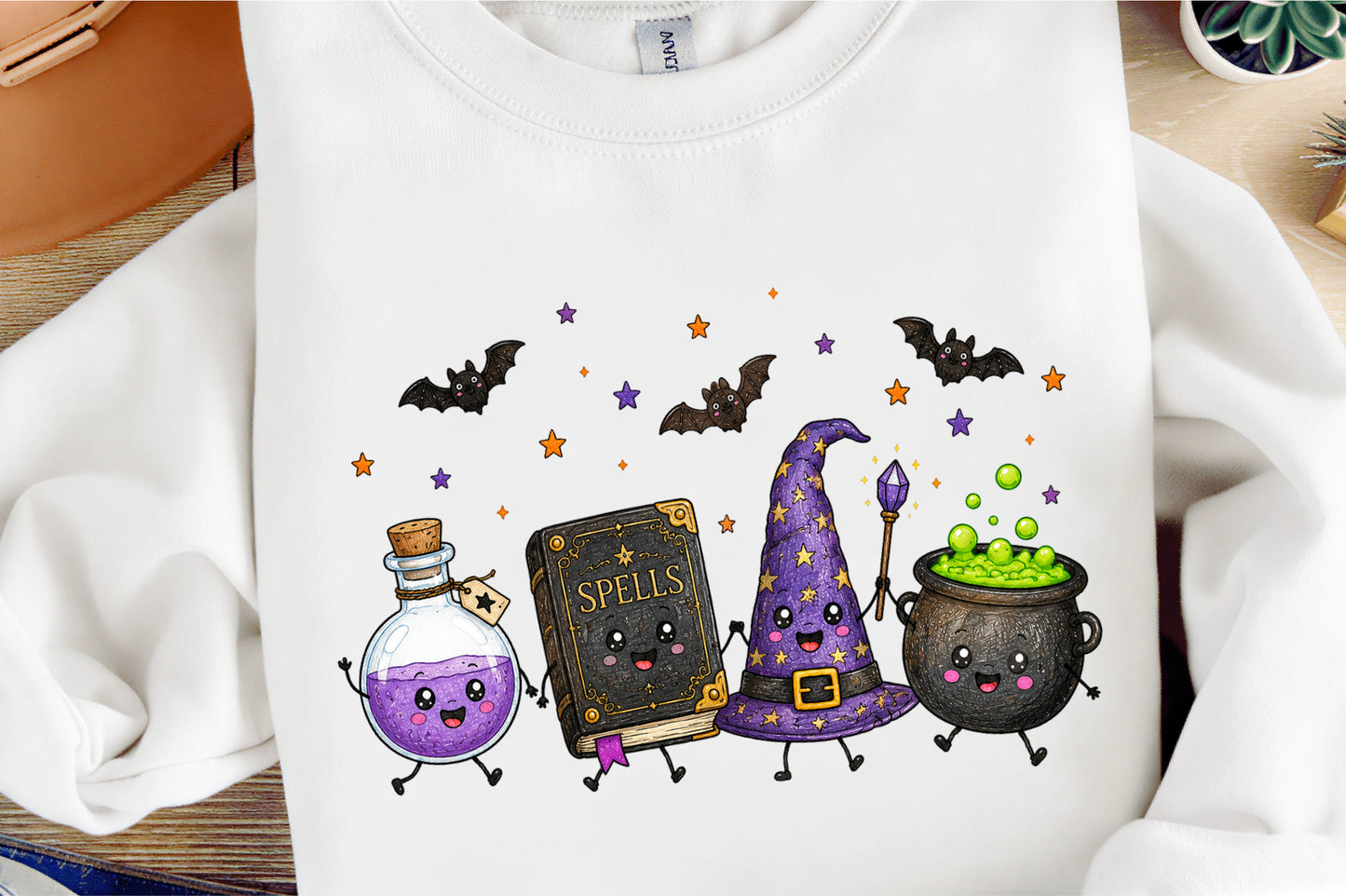 Cute Halloween Witch Essentials PNG Bundle – Witch Hat Cauldron Spells Book Potion Clipart