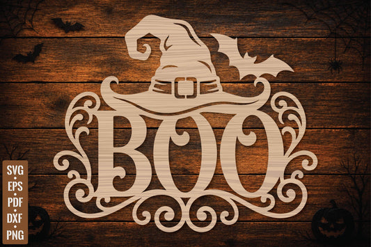Halloween Witch Hat Boo Laser Cut SVG