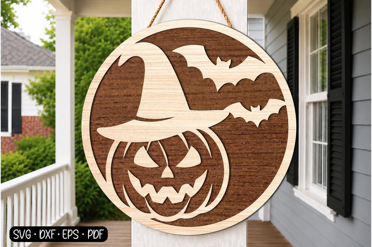 Halloween Witch Hat Pumpkin SVG | Witch Hat Pumpkin Laser Cut Design