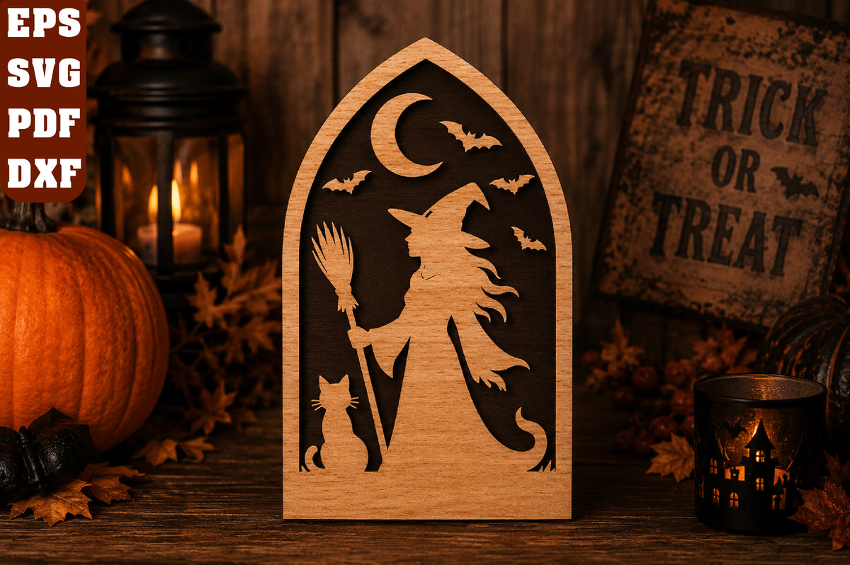 Halloween Witch Laser Cut SVG