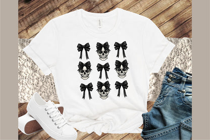 Black Gothic Bow Skull Clipart Halloween Spooky PNG Bundle