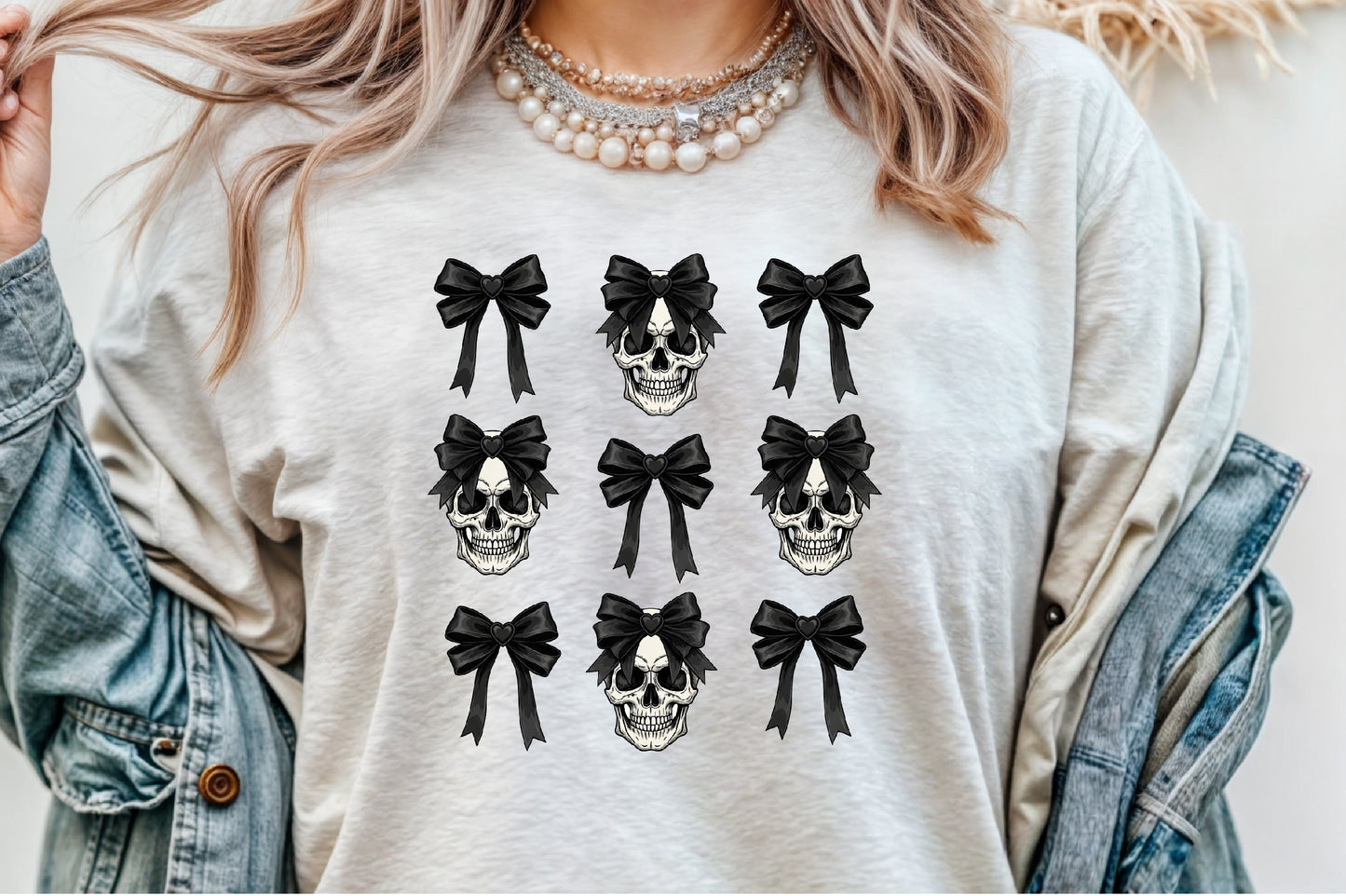 Black Gothic Bow Skull Clipart Halloween Spooky PNG Bundle