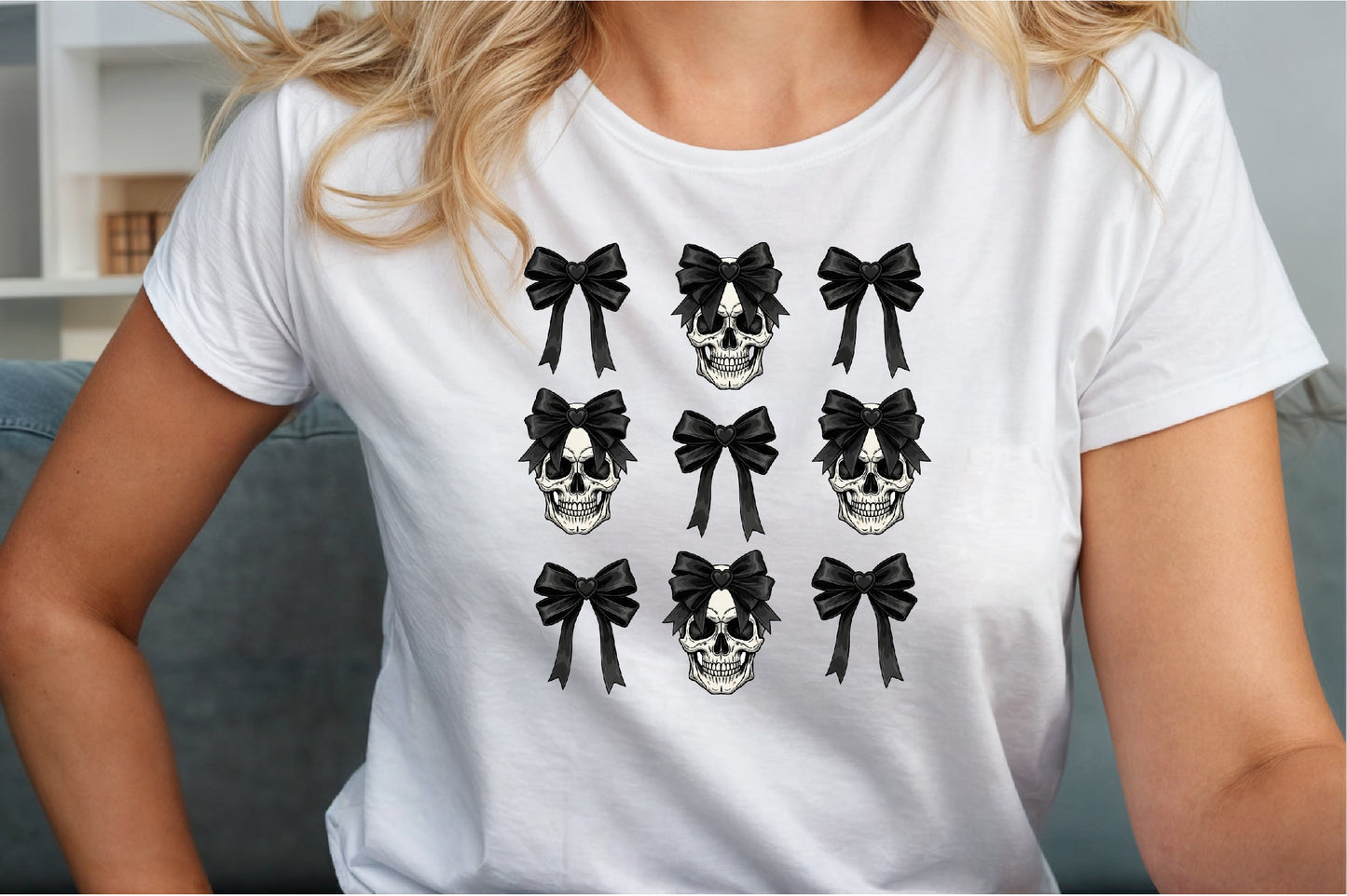 Black Gothic Bow Skull Clipart Halloween Spooky PNG Bundle