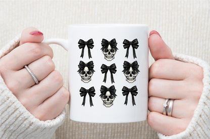 Black Gothic Bow Skull Clipart Halloween Spooky PNG Bundle