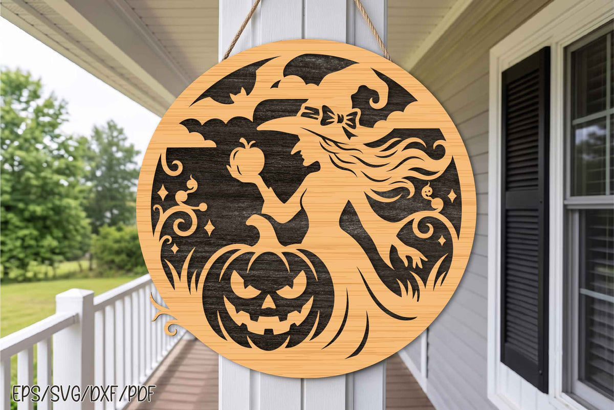Halloween Witch Pumpkin Moon Laser Cut SVG
