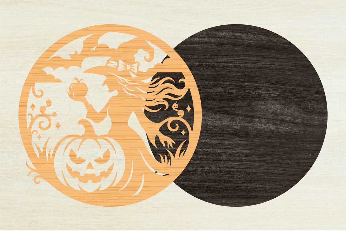 Halloween Witch Pumpkin Moon Laser Cut SVG
