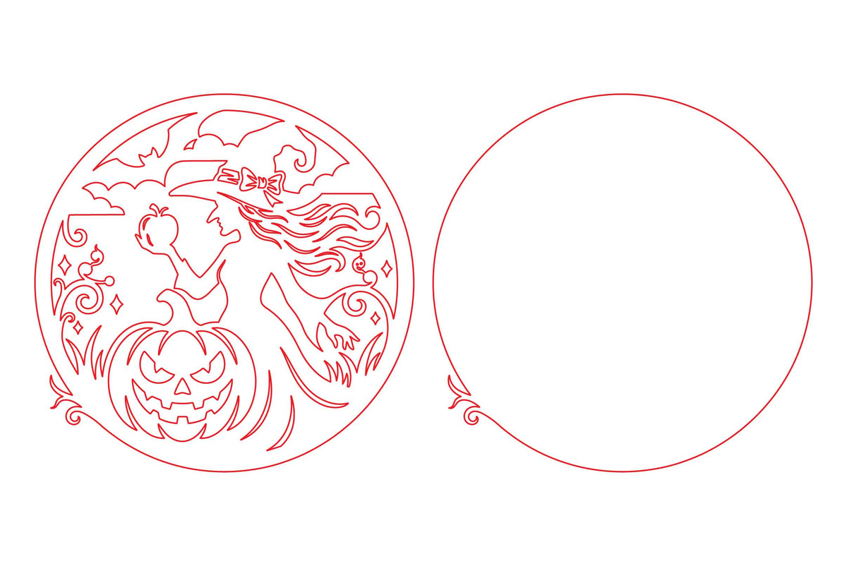 Halloween Witch Pumpkin Moon Laser Cut SVG