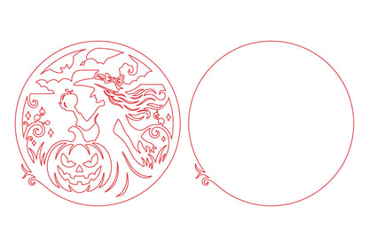Halloween Witch Pumpkin Moon Laser Cut SVG