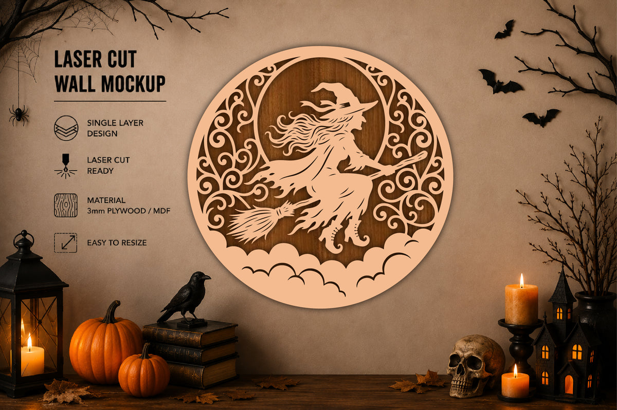 Halloween Witch Laser Cut SVG