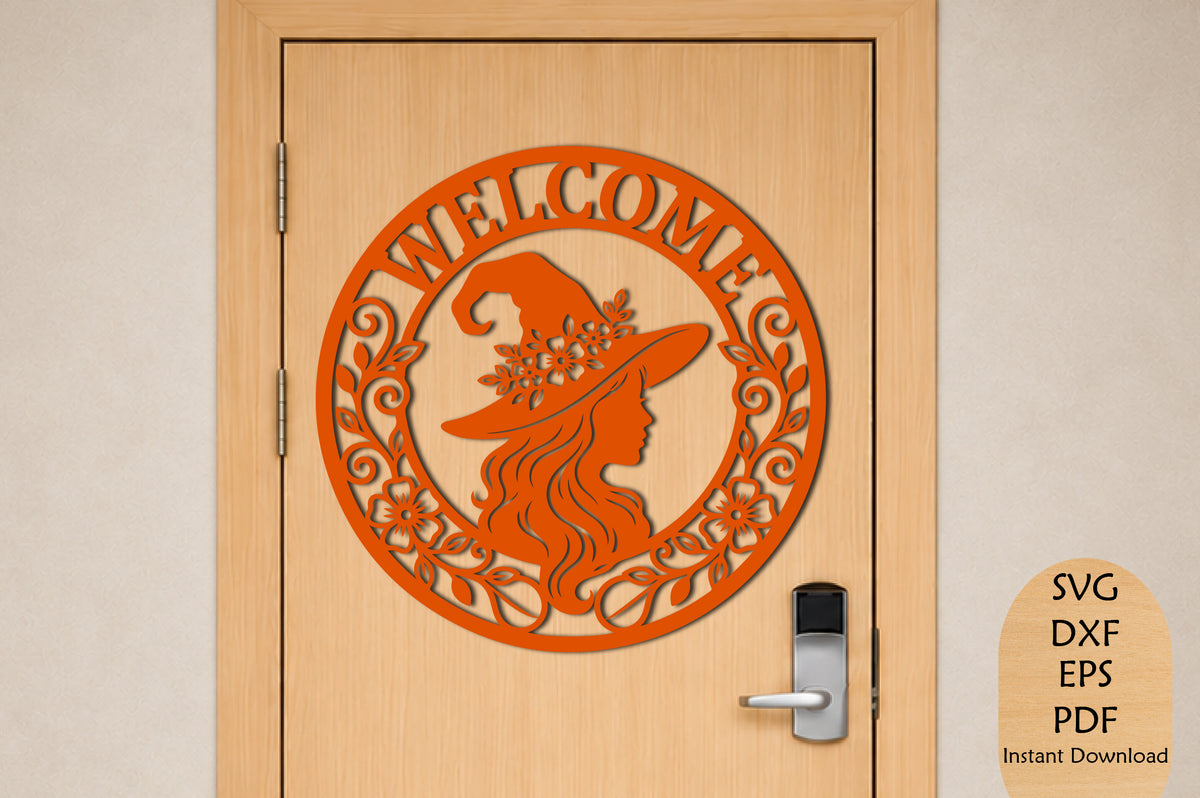 Halloween Witch Welcome Sign Laser Cut SVG File