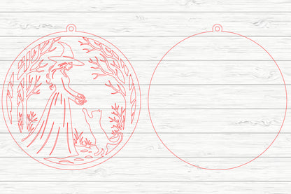 Halloween Witch & Cat SVG Laser Cut