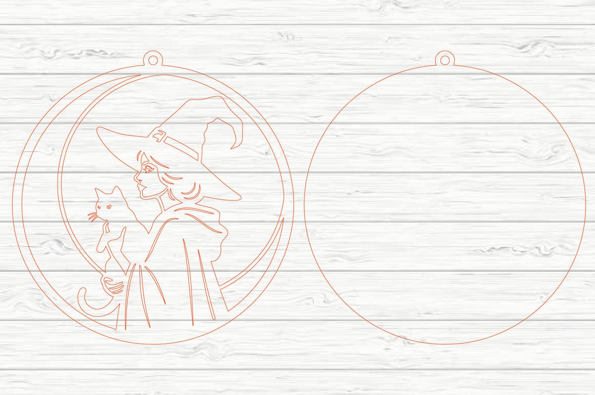 Halloween Witch & Cat Laser Cut SVG