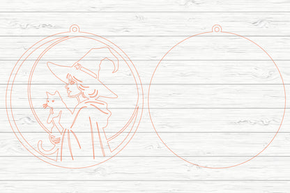 Halloween Witch & Cat Laser Cut SVG
