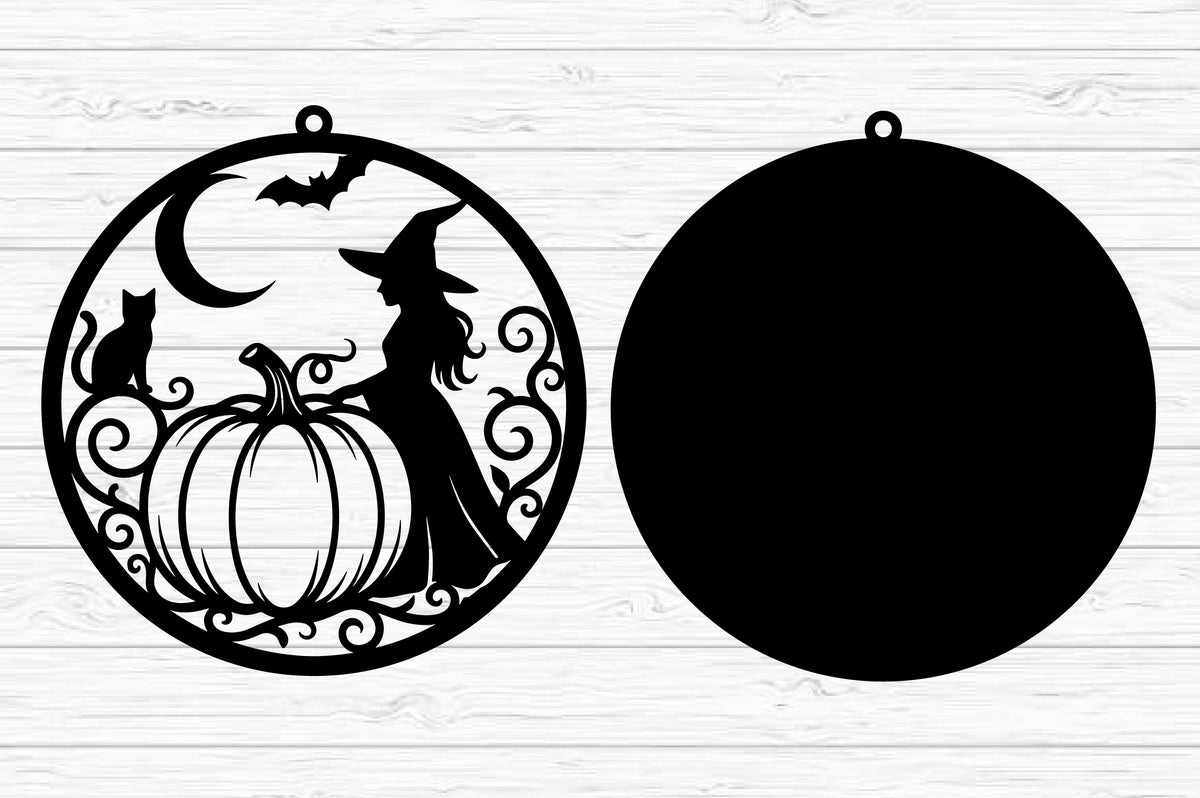 Halloween Witch & Pumpkin SVG Laser Cut