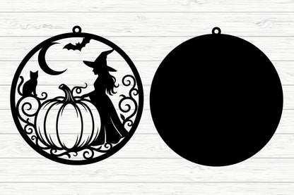 Halloween Witch & Pumpkin SVG Laser Cut