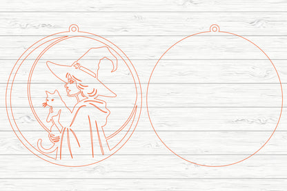Halloween Witch & Pumpkin SVG Laser Cut