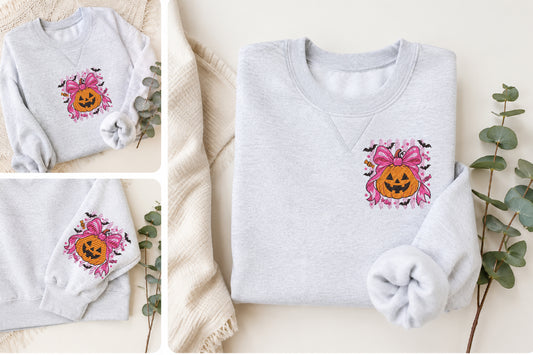 Halloween Pumpkin Bow Embroidery