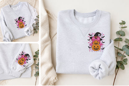 Pink Witch Pumpkin Embroidery Design